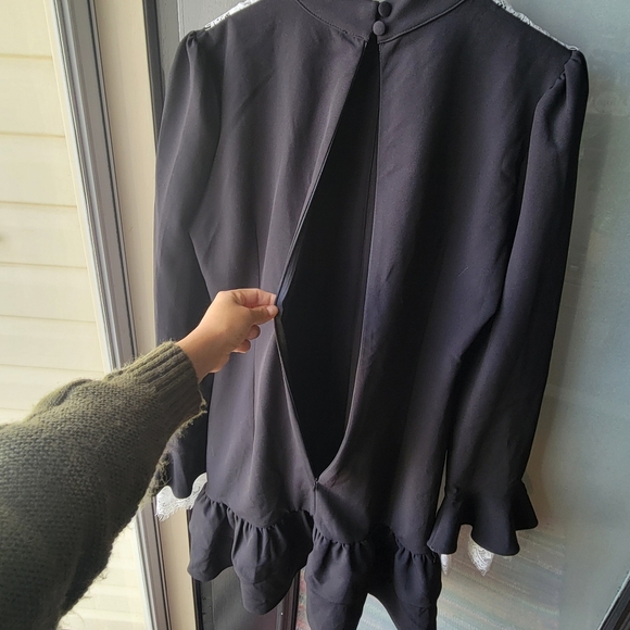 Lost City Women's Dress Victorian Gothic Style Med Black White Lace Full Zip NEW - Picture 12 of 16